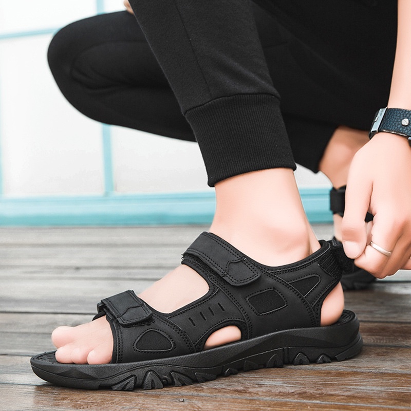 Giày Sandal Nam Big Size Kenta Black Giày Quai Hậu Dép Quai Hậu Size Lớn Ngoại Cỡ 44 45 46 47 48
