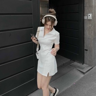 ĐẦM POLO XẺ ĐÙI 2 MÀU
