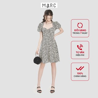 Đầm nữ MARC FASHION form A cổ tim họa tiết hoa 1 hàng nút CBVH042821