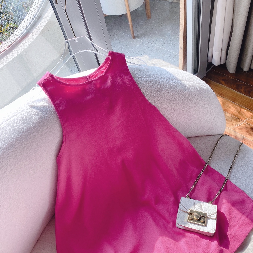 SET ÁO SÁT NÁCH HỒNG XẺ TÀ SAU NÚT BỌC + QUẦN SHORT KEM (TH)