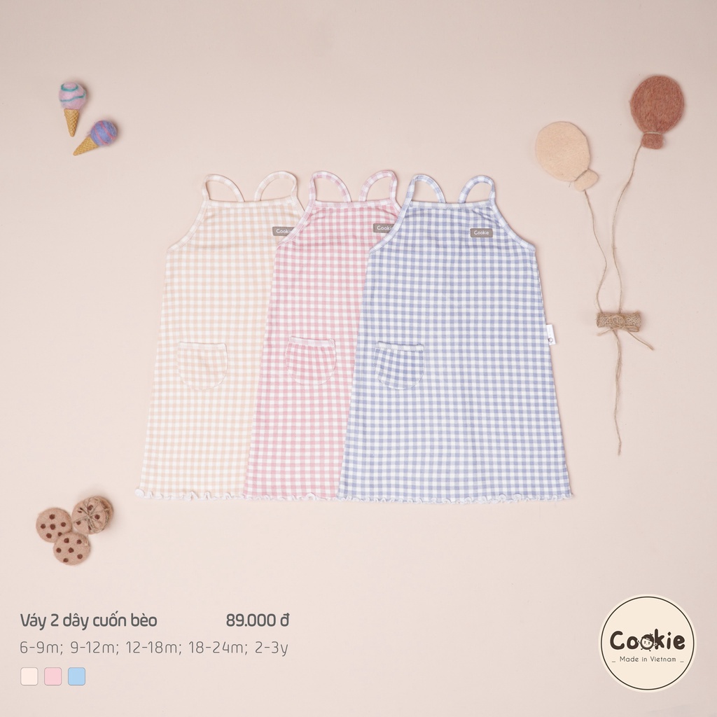 [Mã ICBTUE1532 giảm 15K đơn 99K] [COOKIE ] Váy 2 dây cuốn bèo cho bé gái size 6-9m & 9-12m & 12-18m & 18-24m