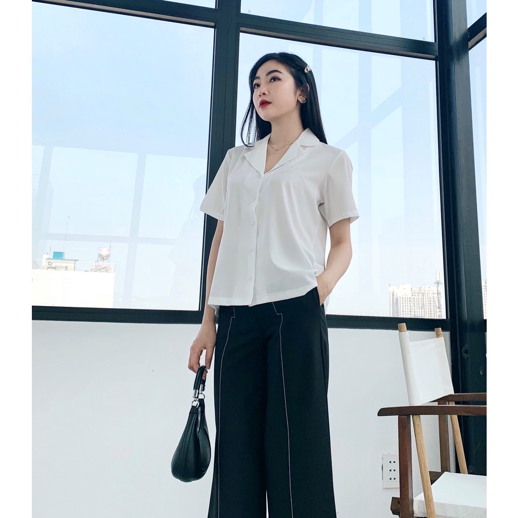 Áo sơ mi tay ngắn cổ vest ENVY S161