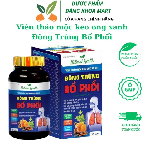Viên thảo mộc keo ong xanh Đông Trùng Bổ Phổi giúp bổ phổi ích phế giảm ho giảm đờm rát họng khàn tiếng
