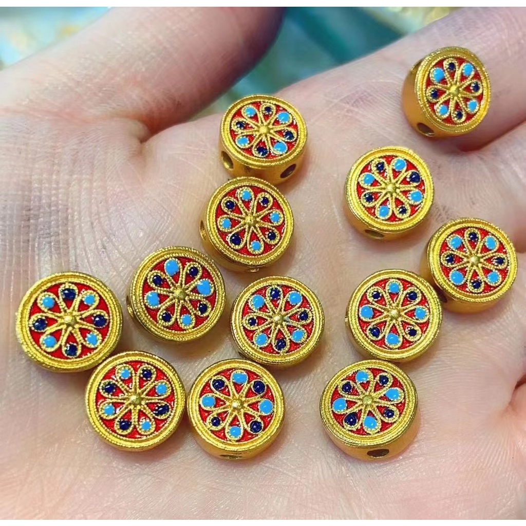 Hạt Dzi Của Thần Tài Lộc Mạnh Mẽ Vàng Đồng Method Cổ Điển Màu Sắc Cao Cấp Không Gây Dị Ứng Chống Oxy Hóa Phong Cách Trung Hoa Cổ Điển Tự Làm Phụ Kiện Trang Sức Vòng Tay Dây Đỏ Hạt Xanh Dương Bút Đan Len Thủ Công Dạng Dây Thừng Độc Đáo