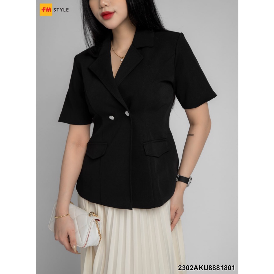 Áo khoác vest blazer FMStyle thiết kế phối 2 nút tay ngắn siêu thanh lịch tôn dáng 23020503