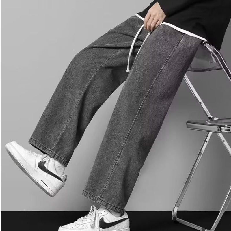 Quần jean ống suông Lưng Vừa Thời Trang Mùa Hè Phong Cách Nhật Bản Cho Nam