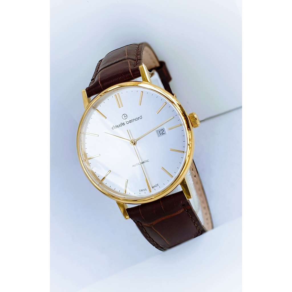 Đồng hồ chính hãng nam Claude Bernard - Máy cơ tự động - Kính Sapphire - Dây da