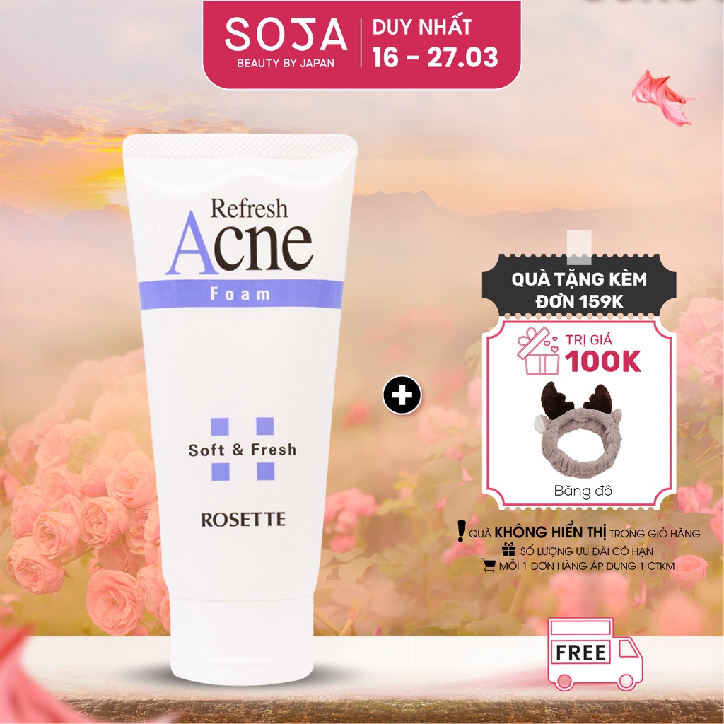 Sữa Rửa Mặt Tạo Bọt Ngăn Ngừa Và Giảm Mụn Trứng Cá Và Mụn Mủ Rosette Acne Refresh Foam 120G