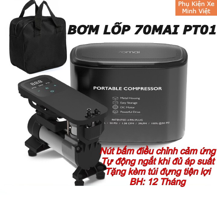 Bơm lốp ô tô - Máy bơm lốp xe ô tô mini tự động Xiaomi 70mai Air Compressor Midrive TP01