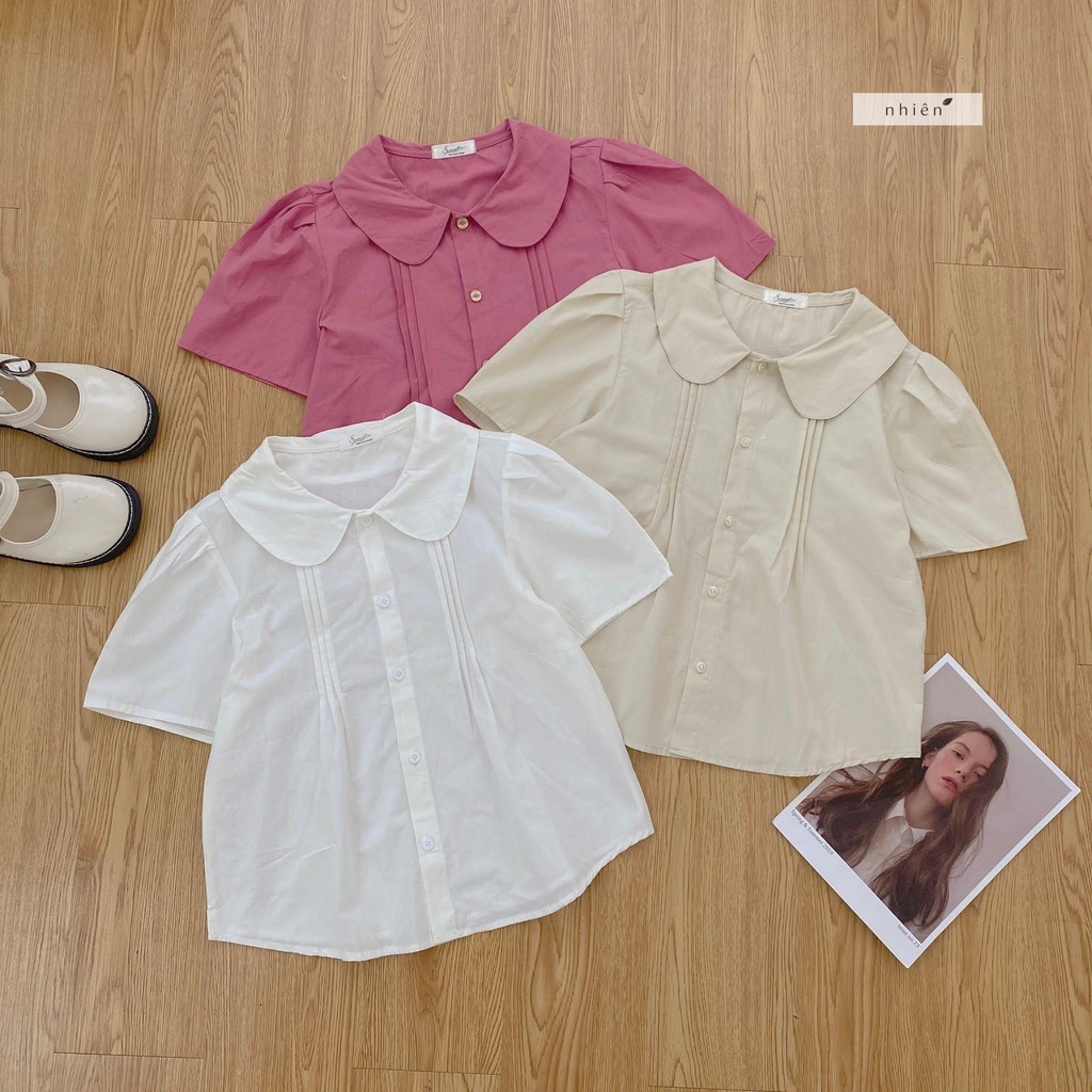 Áo kiểu nữ - áo sơ mi cổ sen nhiennhienvintage BA296