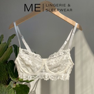  Áo Bra Ren Mềm Mại Áo Lót Có Gọng Nâng Ngực Không Đệm Mút Mát Mẻ Hoa Daisy Trắng Sữa Ngọt me Melingerie 