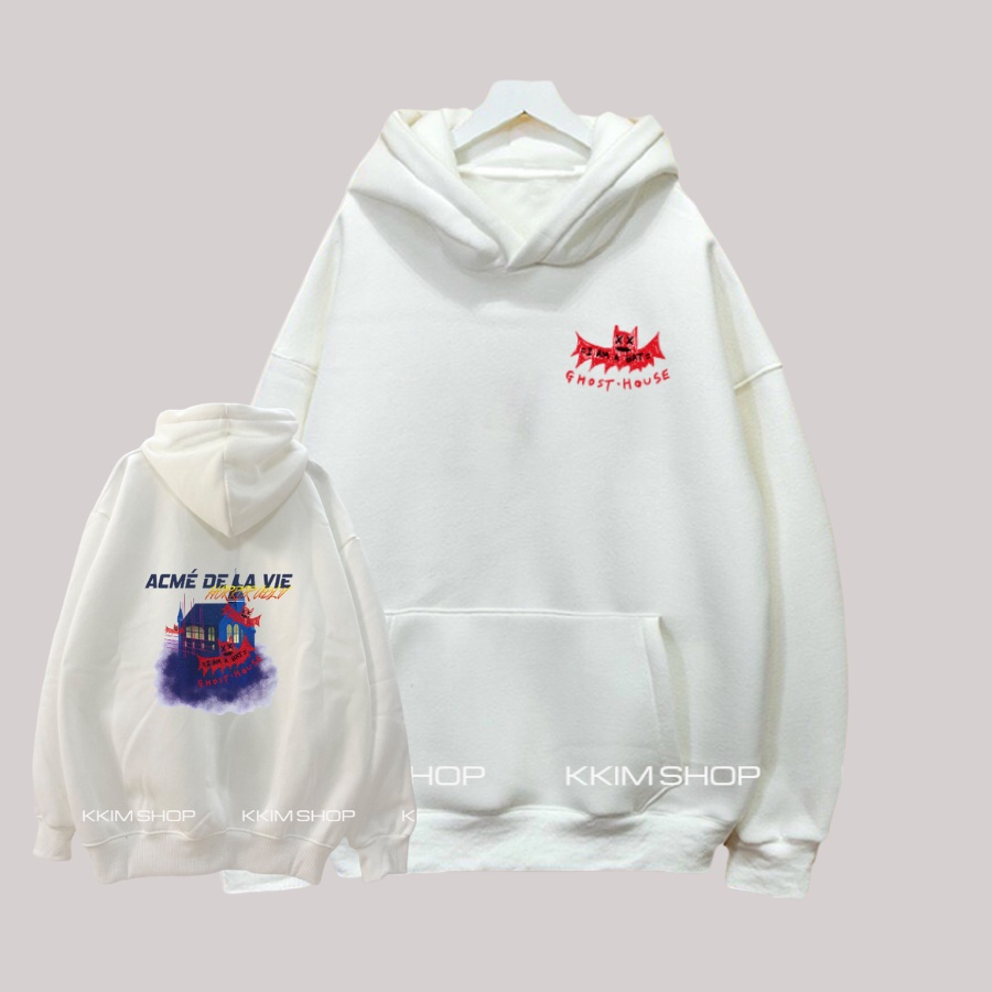 Áo Nỉ HOODIE ADLV GHOST HOUSE, Áo hoodie unisex nam nữ form rộng oversize chất liệu Nỉ bông cao cấp KKIMSHOP