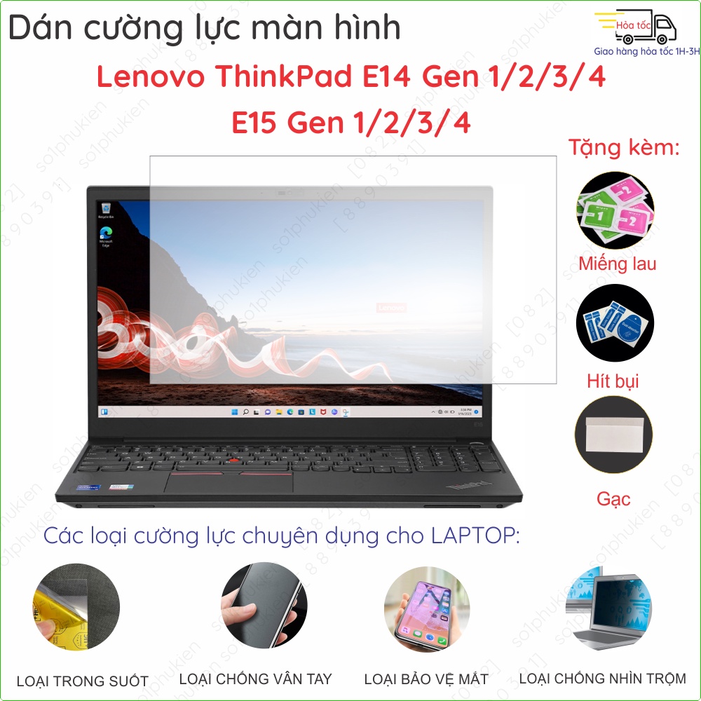 Dán cường lực laptop Lenovo ThinkPad E14 Gen 1/2/3/4 - E15 Gen 1/2/3/4 nano dẻo siêu mỏng trong, nhám, chống nhìn trộm