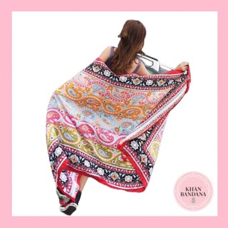 Khăn choàng bohemian in hoạ tiết thổ cẩm linen