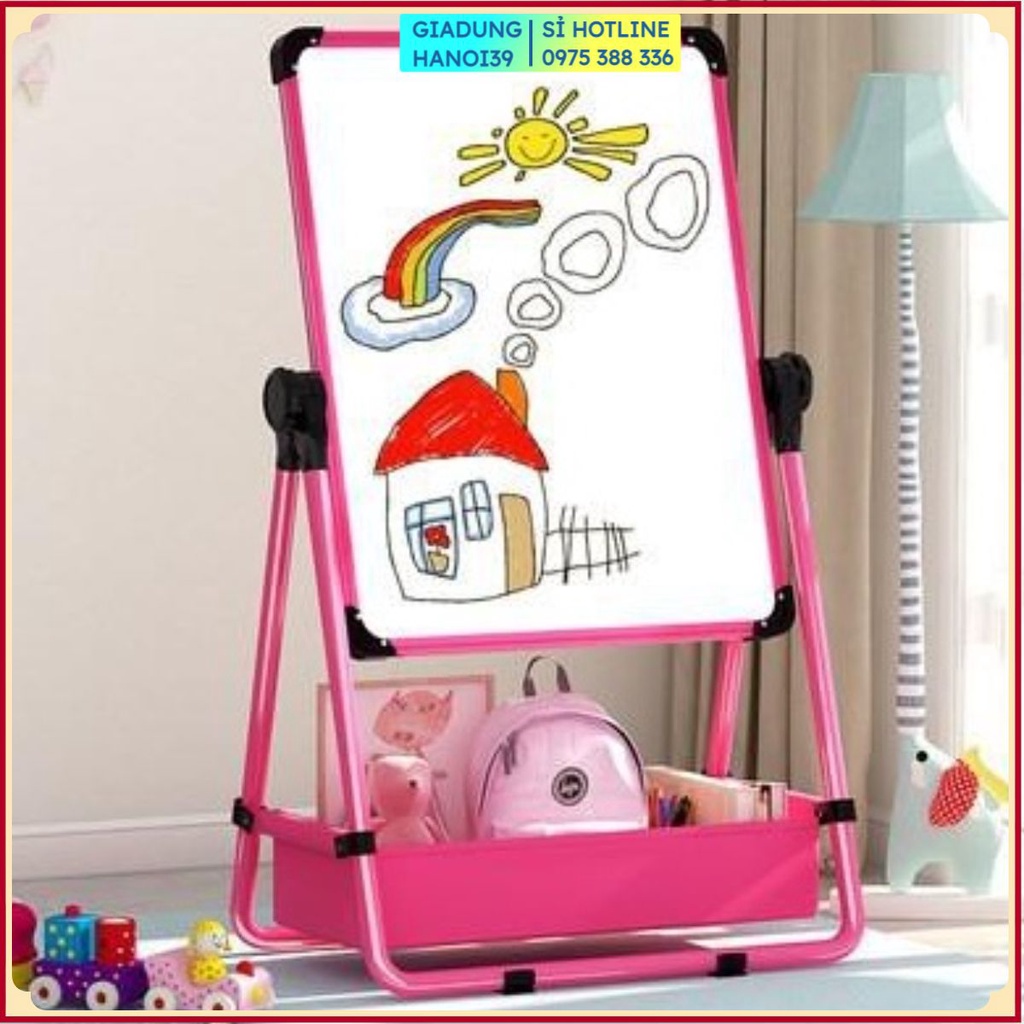 Bảng vẽ cho bé xoay 360 độ, bảng viết bút lông tự xóa, đồ chơi giáo dục thông minh - Bản Vẽ 2 Mặt Gấp Gọn Cho Bé