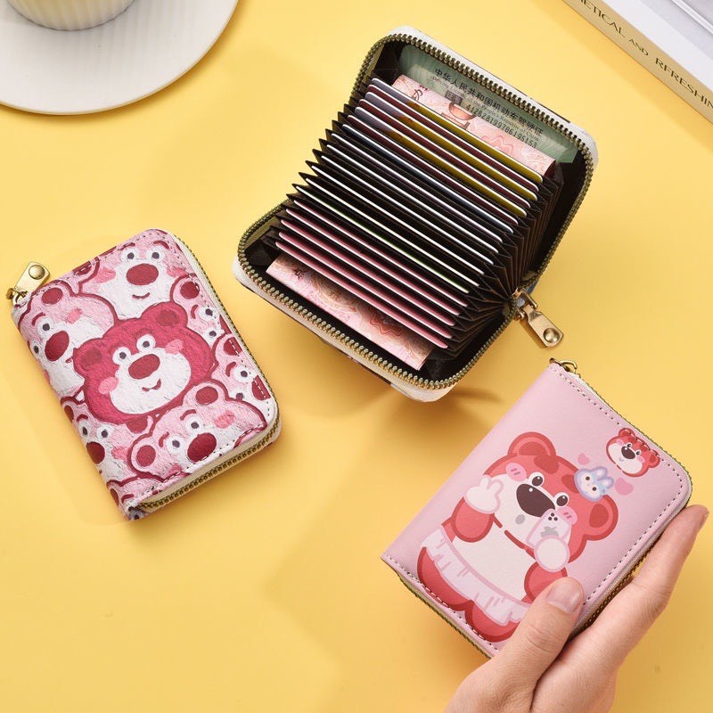 Ví Mini Nữ Nhiều Ngăn Họa Tiết Gấu Bông Trắng Siêu Xinh