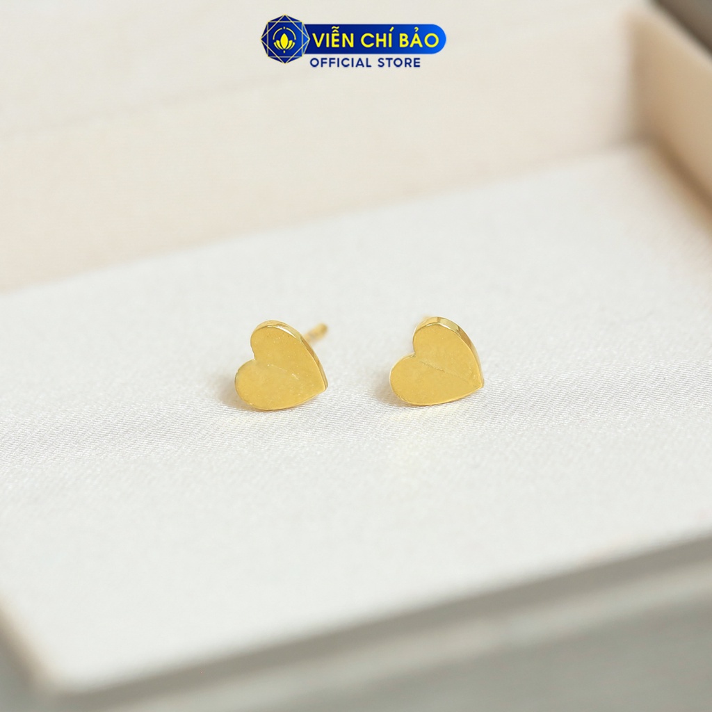 Bông tai nữ hình trái tim chất liệu Vàng 10K thời trang phụ kiện trang sức nữ Viễn Chí Bảo B800029