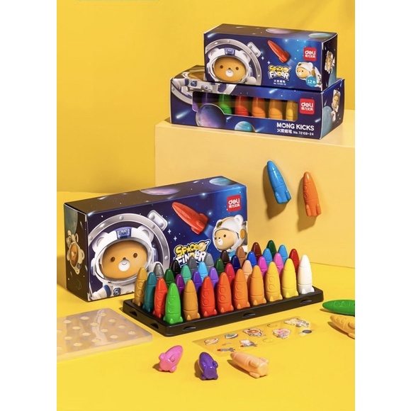 Hộp 36 Bút Sáp Màu Hữu Cơ Chính Hãng DELI - An Toàn Cho Trẻ Khi Sử Dụng