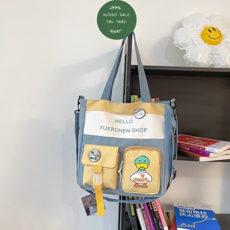 Túi tote đeo vai đeo chéo túi vải canvas giá rẻ đẹp đi học ULZZANG HELLO SHOP