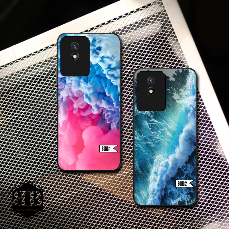 Ốp lưng kính cường lực Vivo Y02 hình sóng sắc màu