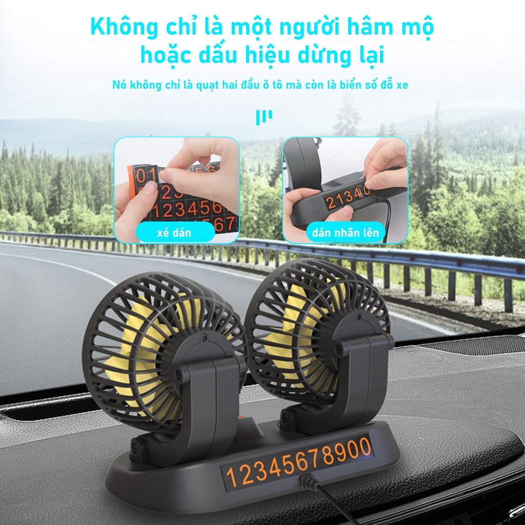 Quạt xe ô tô12v/24V ,xoay 360 độ ,  quạt đôi mini , dùng cho ô tô , văn phòng, laptop