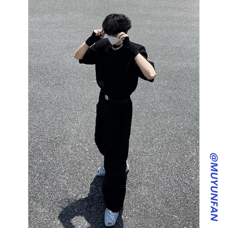 Áo Thun Đen Tay Ngắn Phong Cách Đường Phố Mỹ Thời Trang 2023 Cho Nam