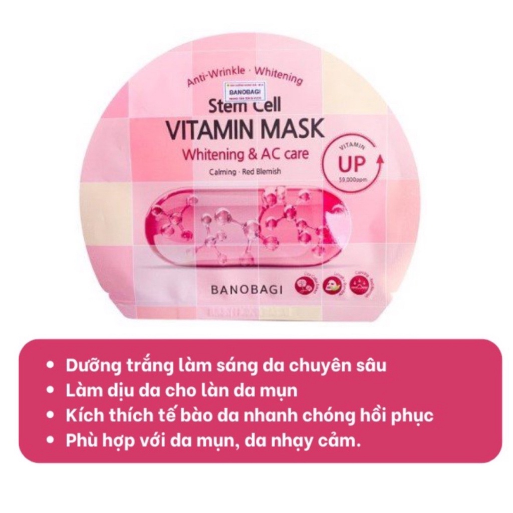 Mặt Nạ Giấy Dưỡng Ẩm Trắng Da Banobagi Stem Cell Vitamin Mask 30ml