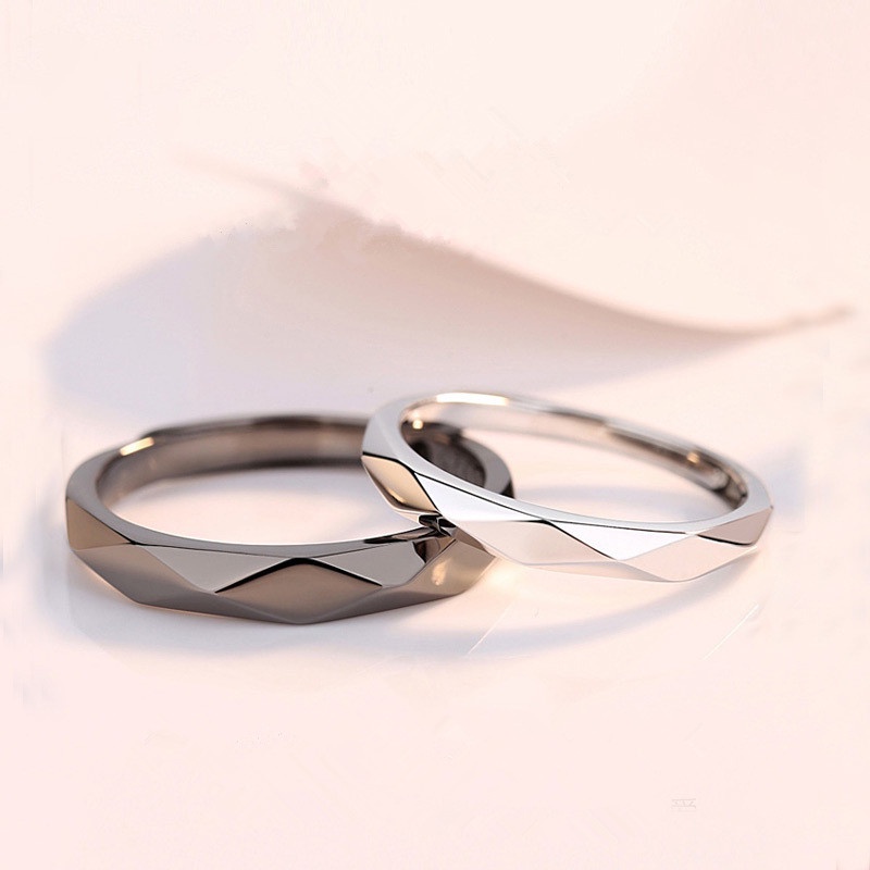 Nhẫn Hở Họa Tiết Hình Học Trắng Đen Có Thể Điều Chỉnh Kích Cỡ