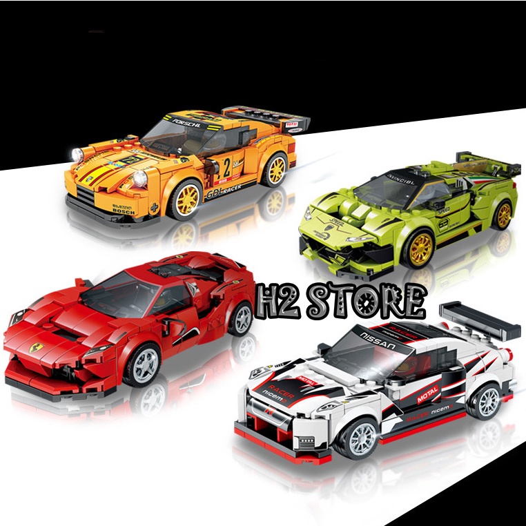Lego lắp ghép siêu xe ô tô Famous car - Xếp hình Lego ô tô 300 PCS - Đồ chơi ô tô Ferrari Lamborghini Maserati McLaren