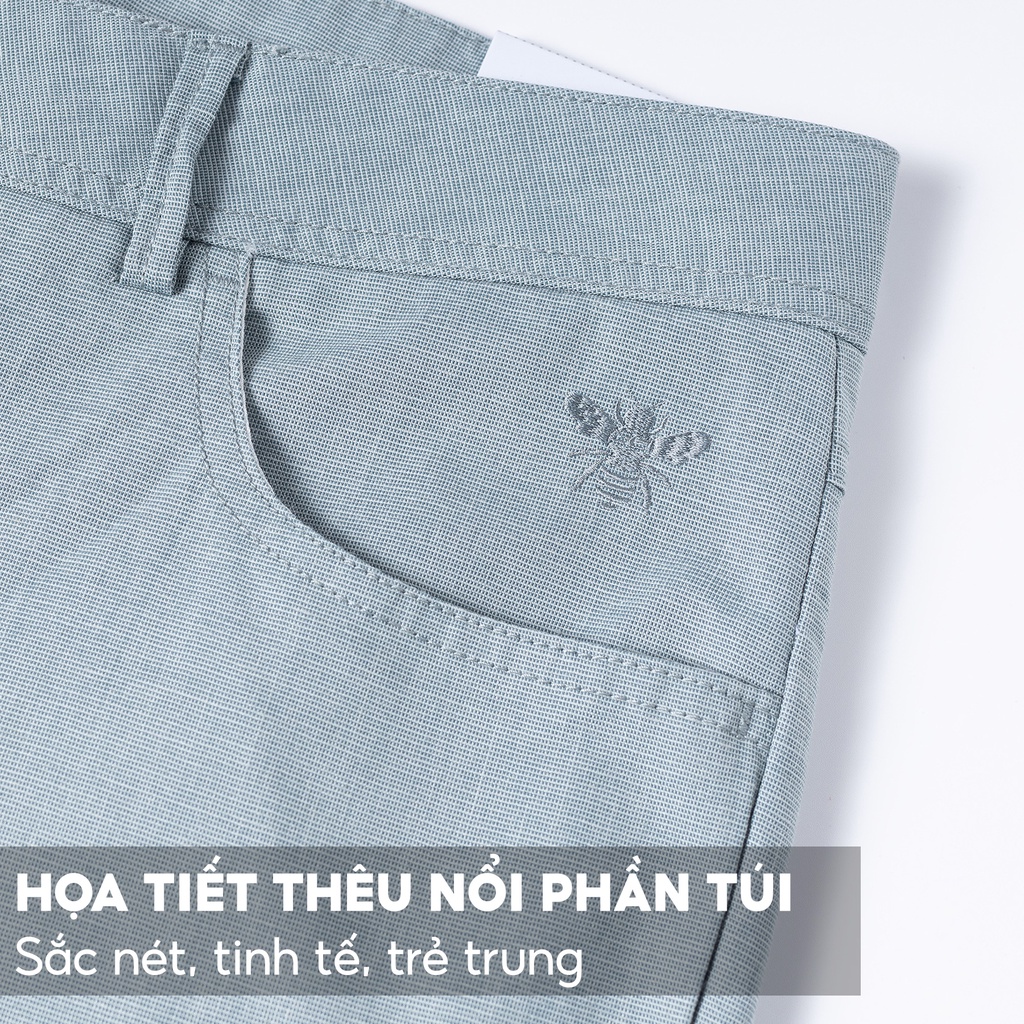 Quần Short Kaki Nam 5S, Chất Cotton Linen Mềm, Đứng Phom,Thêu Trẻ Trung (01-QSK23005)