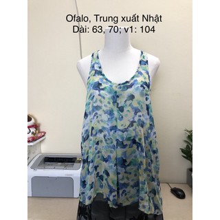 Áo sơ mi kiểu si tuyển 2hand ba lỗ, voan 1 lớp, hoa xanh
