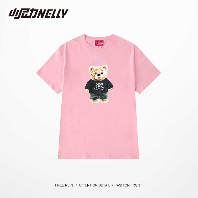 Áo thun tay lỡ NELLY cotton 100% dáng unisex form rộng in hình yehhh bear