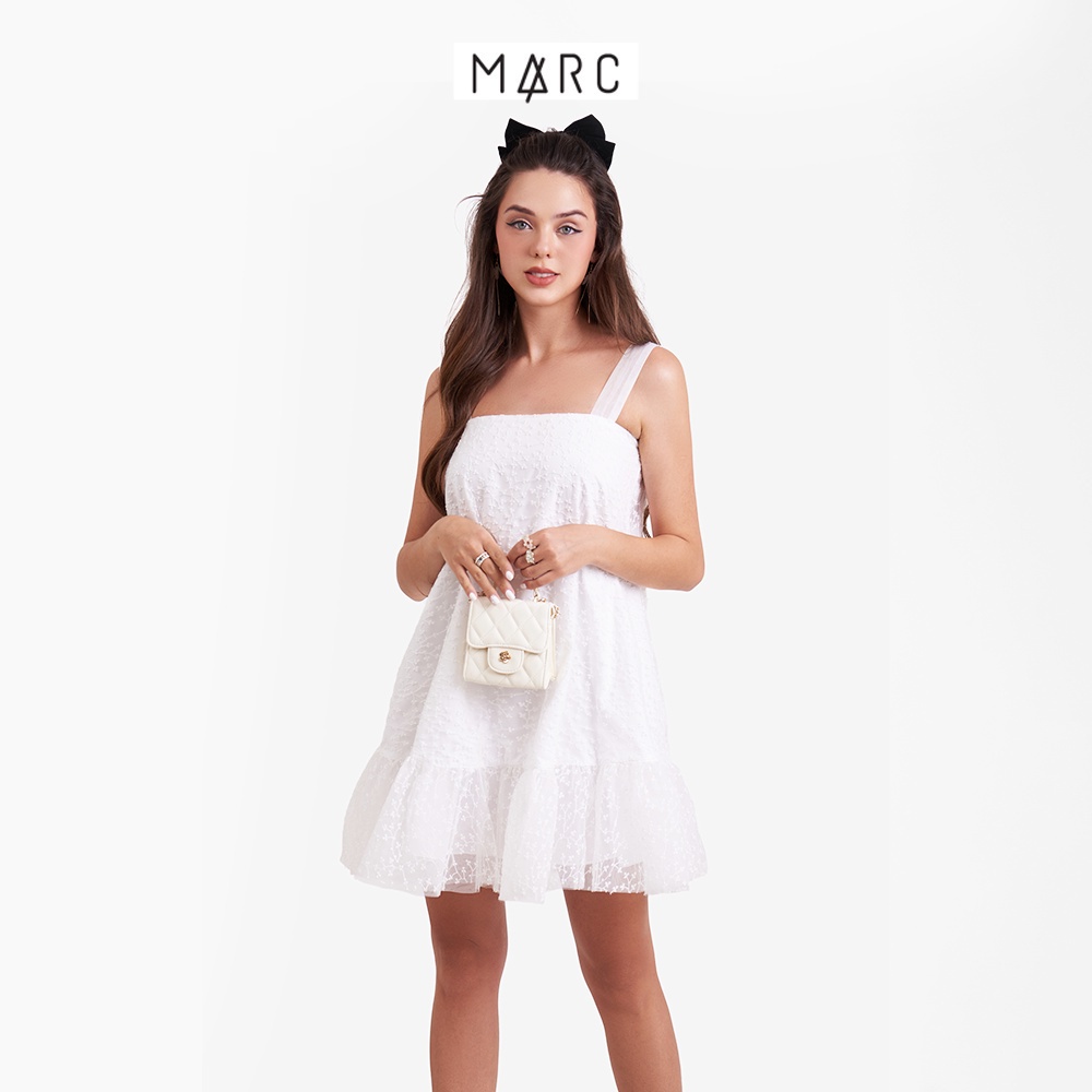 Đầm ren 2 dây nữ MARC FASHION hạ eo thắt nơ lưng FANH020223