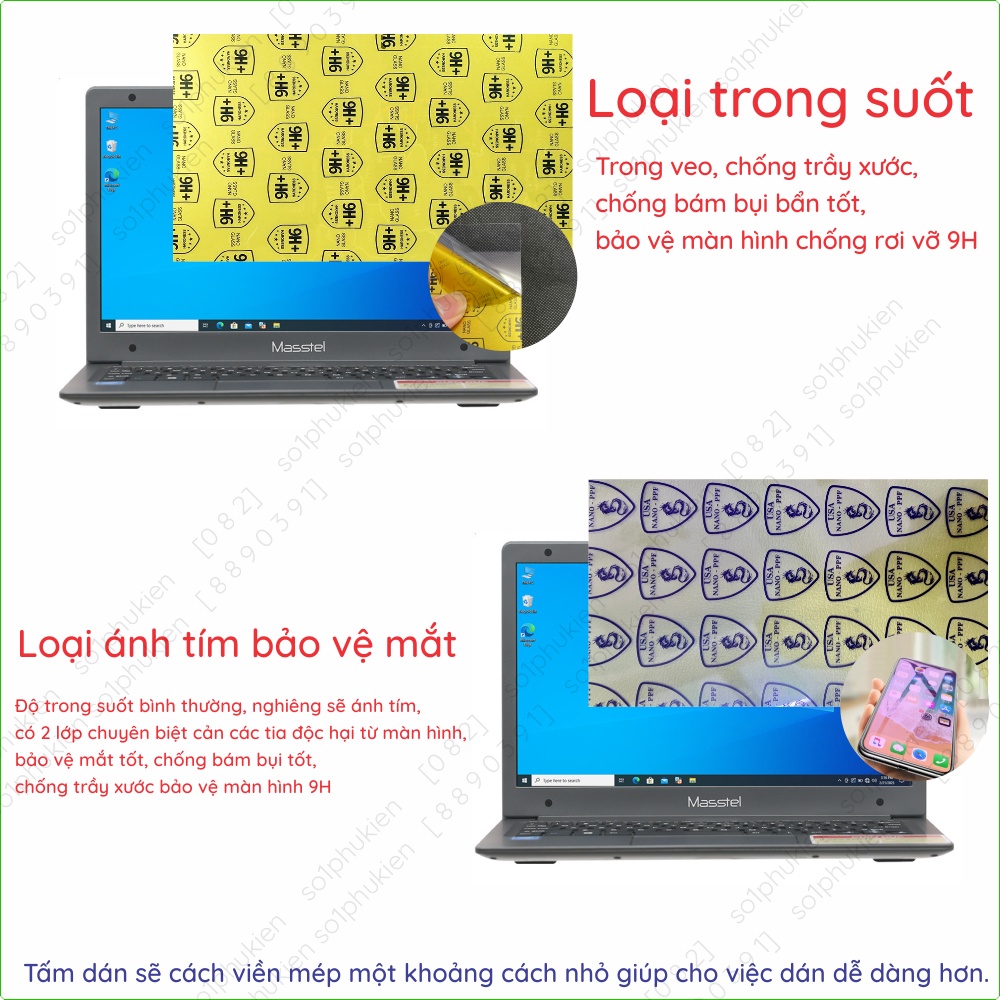 Dán màn hình cường lực laptop Masstel E116 nano dẻo siêu mỏng trong suốt, nhám chống vân tay, bảo vệ mắt, chống nhìn trộ