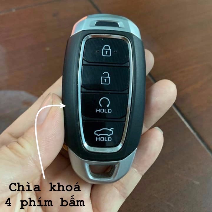 Bao da móc khoá bọc ốp chìa khoá xe ô tô Hyundai Accent 2021 2023, Elantra 2023 4 nút bấm da thật