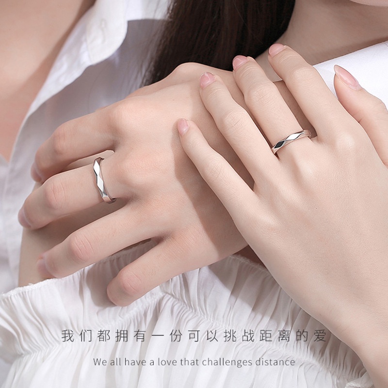 Nhẫn Hở Họa Tiết Hình Học Trắng Đen Có Thể Điều Chỉnh Kích Cỡ