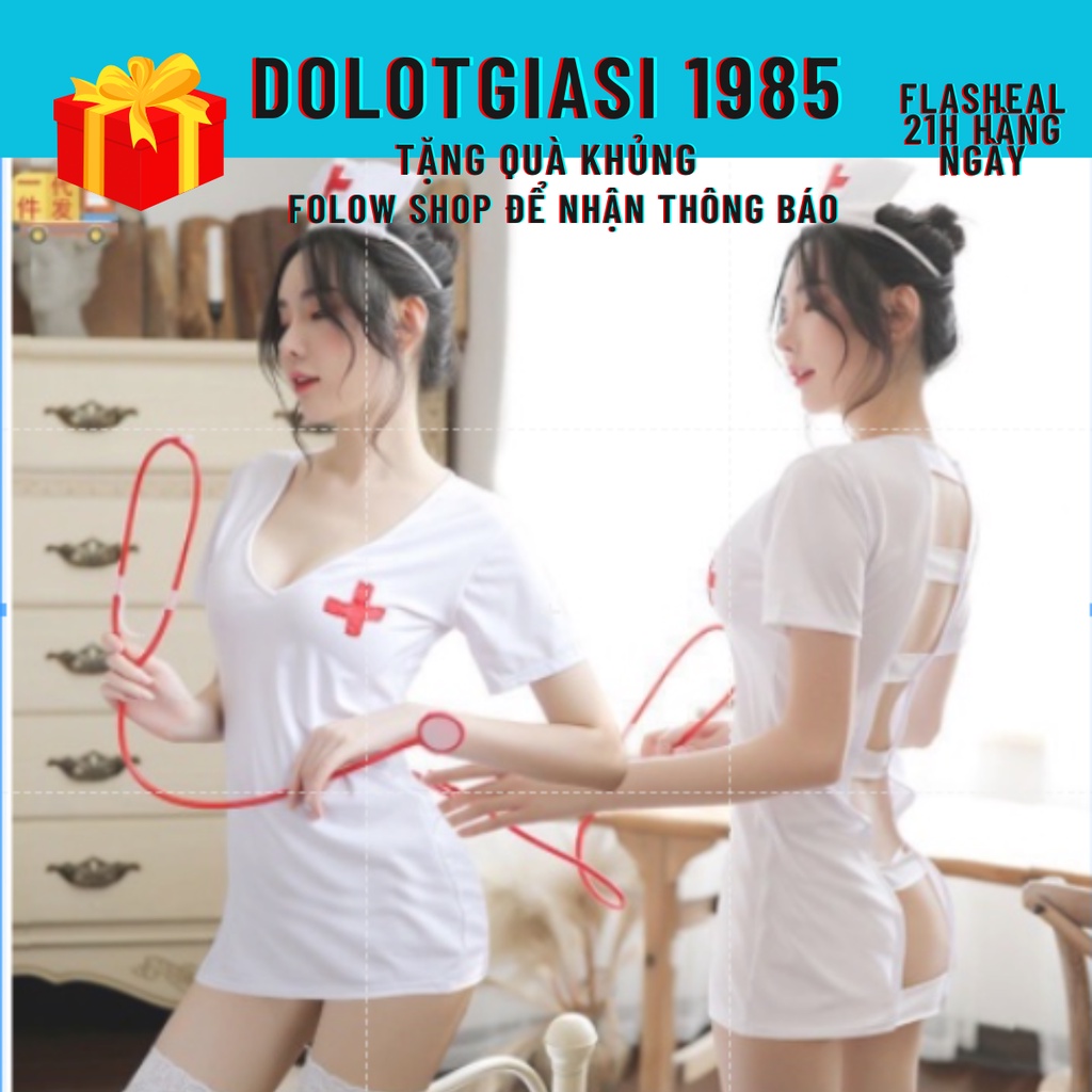Bộ cosplay cô y tá hở lưng quyến rũ.QN37