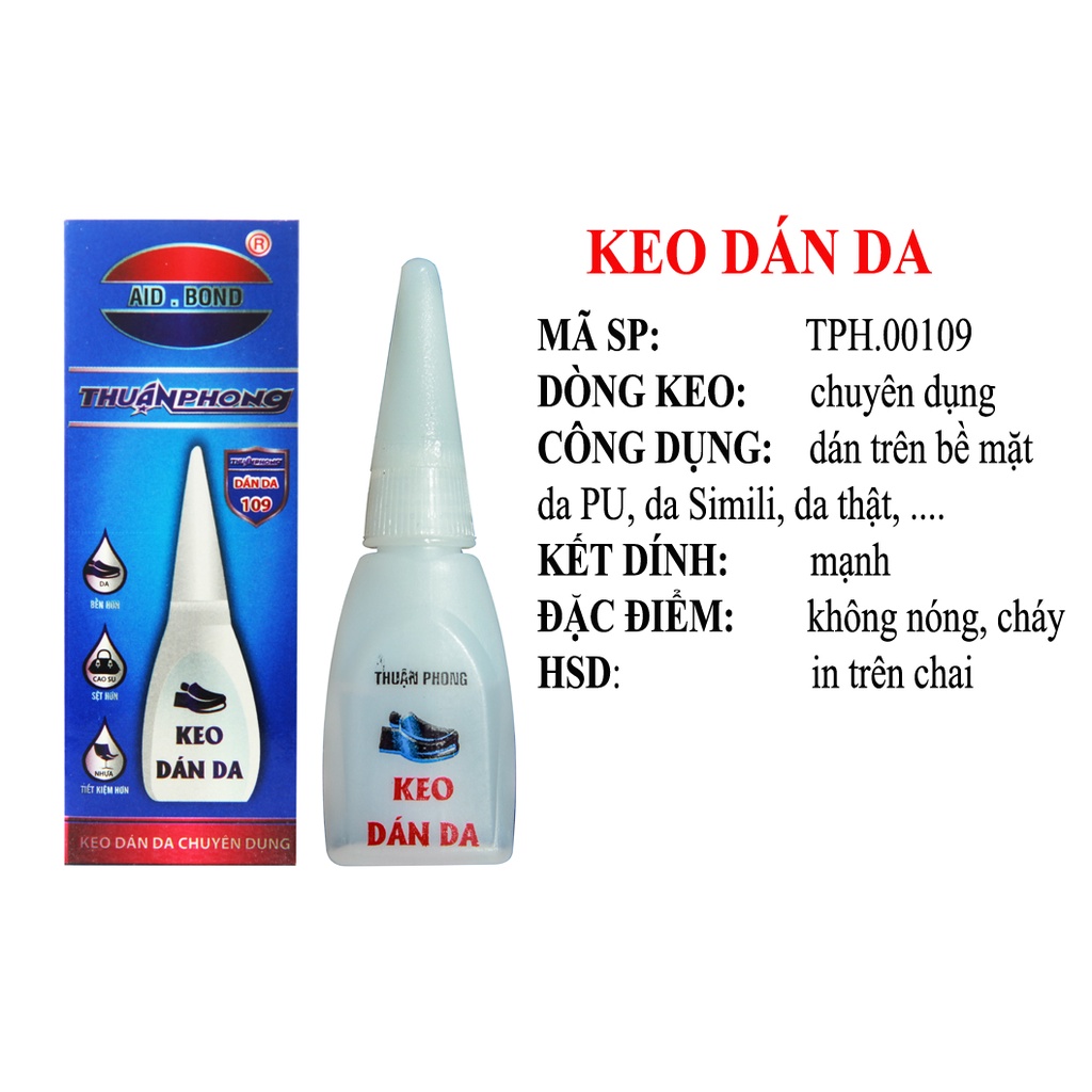 Keo dán da Thuận Phong (Dùng để dán trên bề mặt các vật làm bằng da Simili, da PU, da thật: túi, ví, dây nịt, giày, dép)