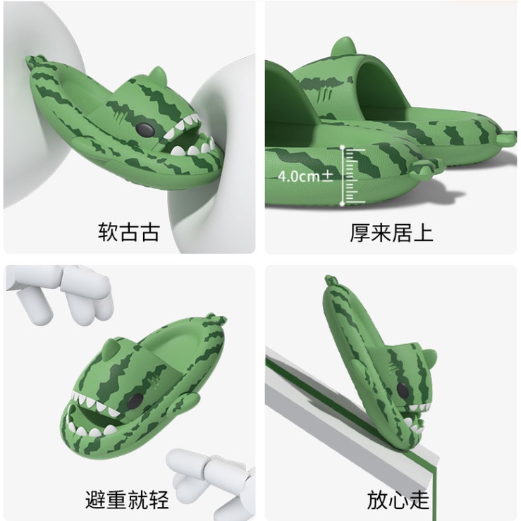 Dép Cá Mập Dưa Hấu đế cao 4cm loại 1 dễ thương size lớn cho nam nữ phong cách ulzzang hottrend