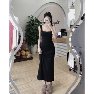 Đầm 2 dây bảng lớn dáng dài