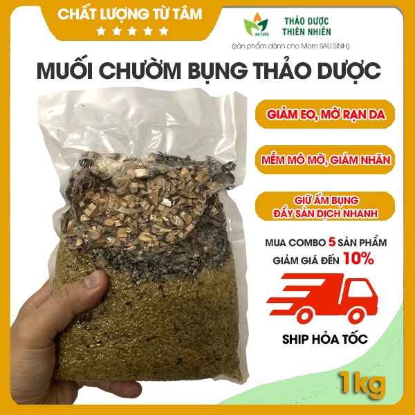 1Kg Muối Chườm Bụng Thảo Dược Sau Sinh Giảm Eo, Nhão Sệ Vùng Bụng sau sinh