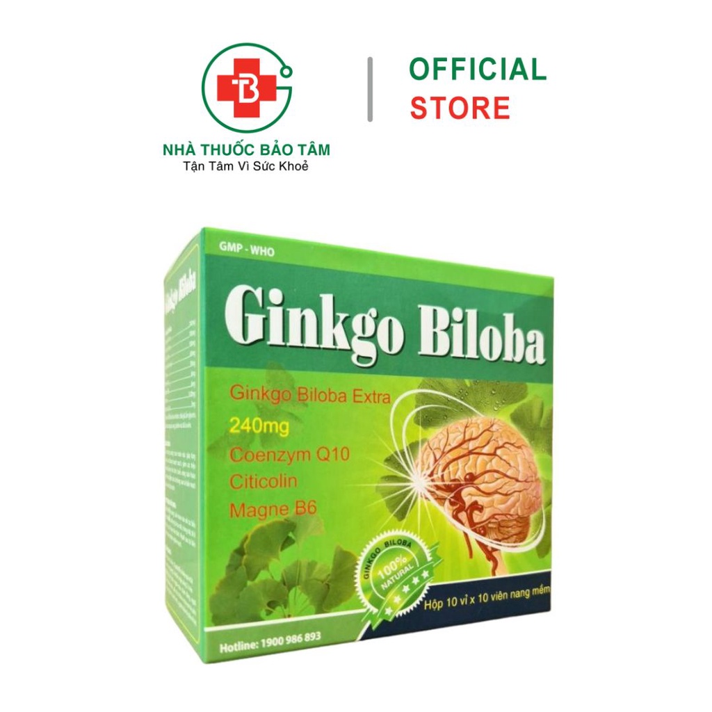Hoạt huyết dưỡng não Ginkgo Biloba 240mg giúp bổ sung dưỡng chất cho não, tăng cường tuần hoàn máu não - Hộp 100 viên