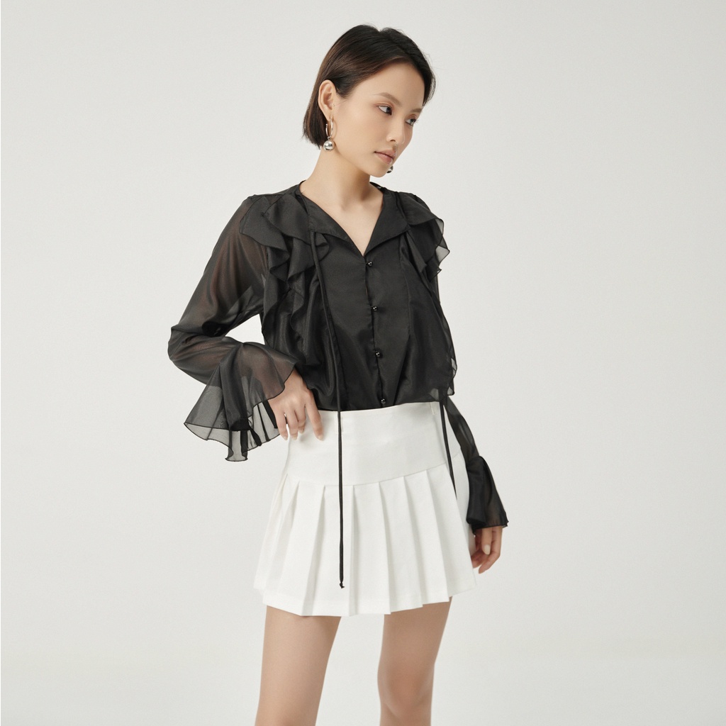 WHITELAZZ │Áo sơ mi voan bèo nhún - Levoan Ruffled Sleeve Shirt