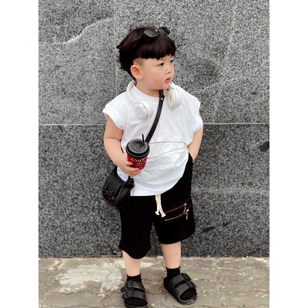 Bộ hiphop khóa đồng cực ngầu cotton 4c tàu cực xịn cho bé trai gái (8-26kg)