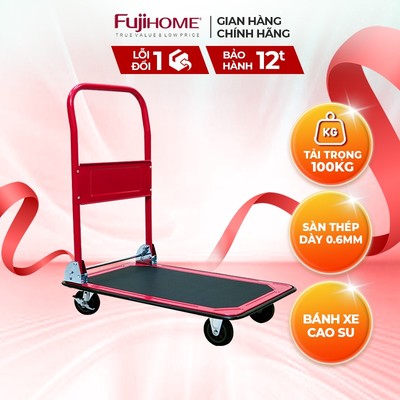 Xe đẩy hàng sàn thép nhập khẩu FUJIHOME HT- 415, Tải trọng 150kg - Bảo hành toàn quốc 12 tháng