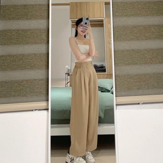 Quần vải cạp cao nữ jemcloset form ống rộng cực xinh minmin 296