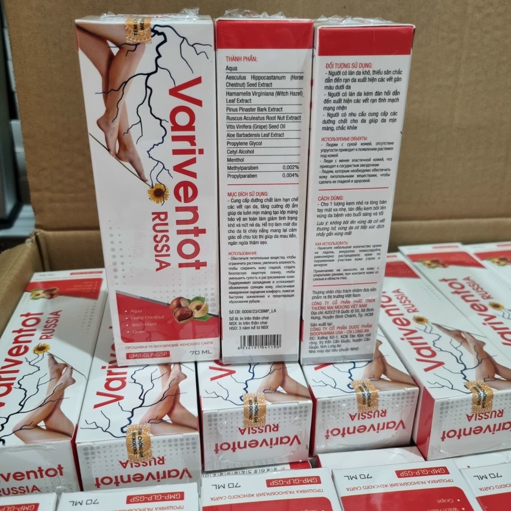 Kem thoa giãn tĩnh mạch VARIVENTOT RUSSIA giúp hạn chế vết rạn da, giảm khô da, nứt nẻ da - tuýp 70ml