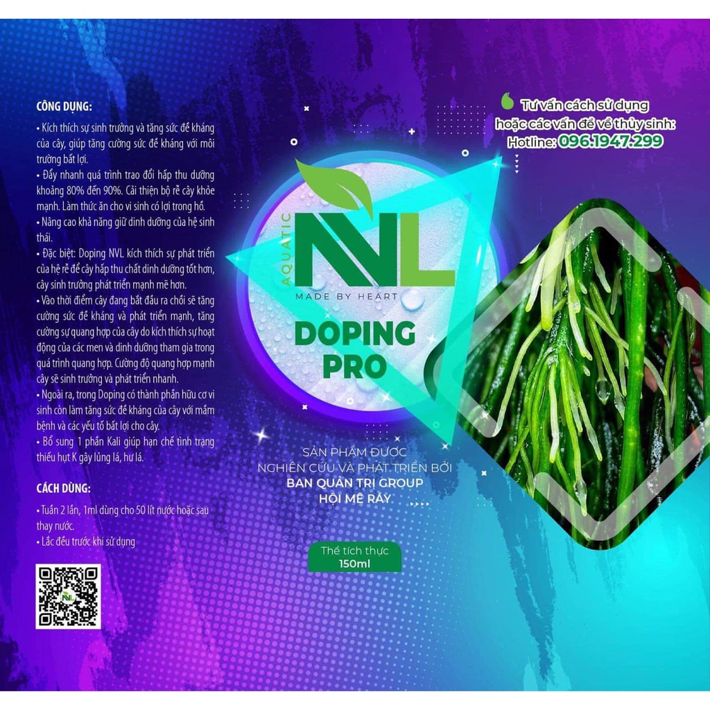COMBO Đầy đủ dưỡng chất Phân ĐL500 + VL300 + Doping150 NVL PLUSS - Dùng cho cây thuỷ sinh