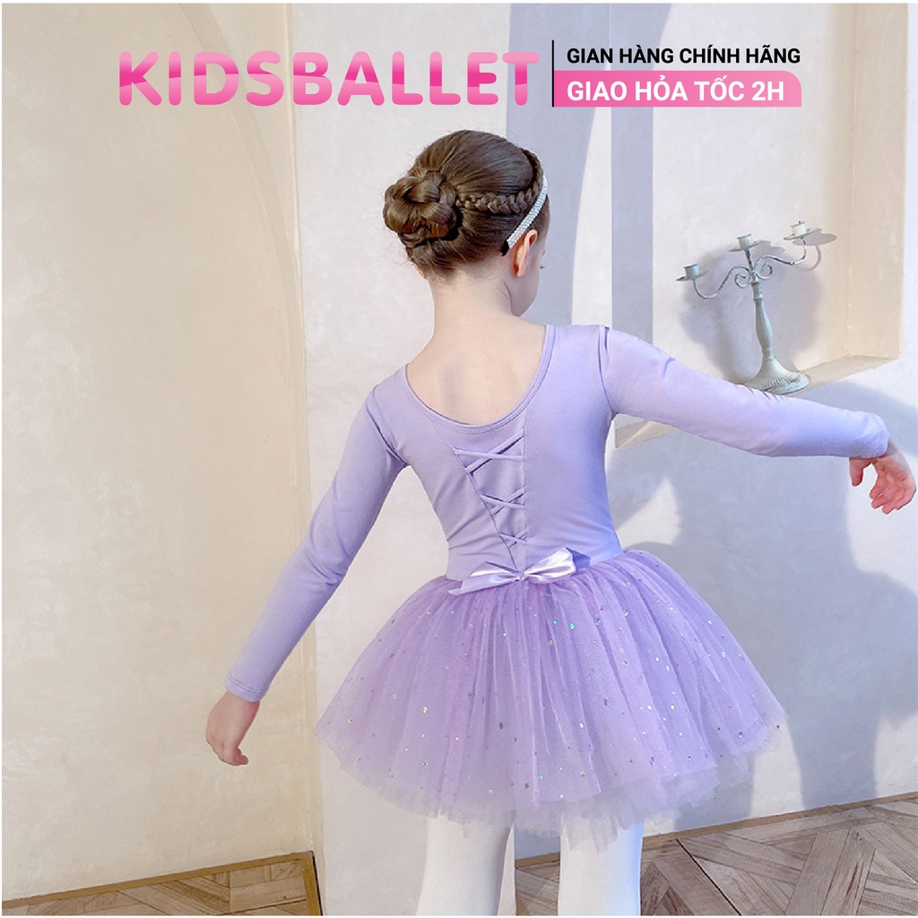 Váy Múa Ba Lê Dài Tay Cộc Tay KIDSBALLET Váy Múa Liền Lưng Dây Váy Múa Cho Bé Váy Múa Bale Váy Múa Trẻ Em