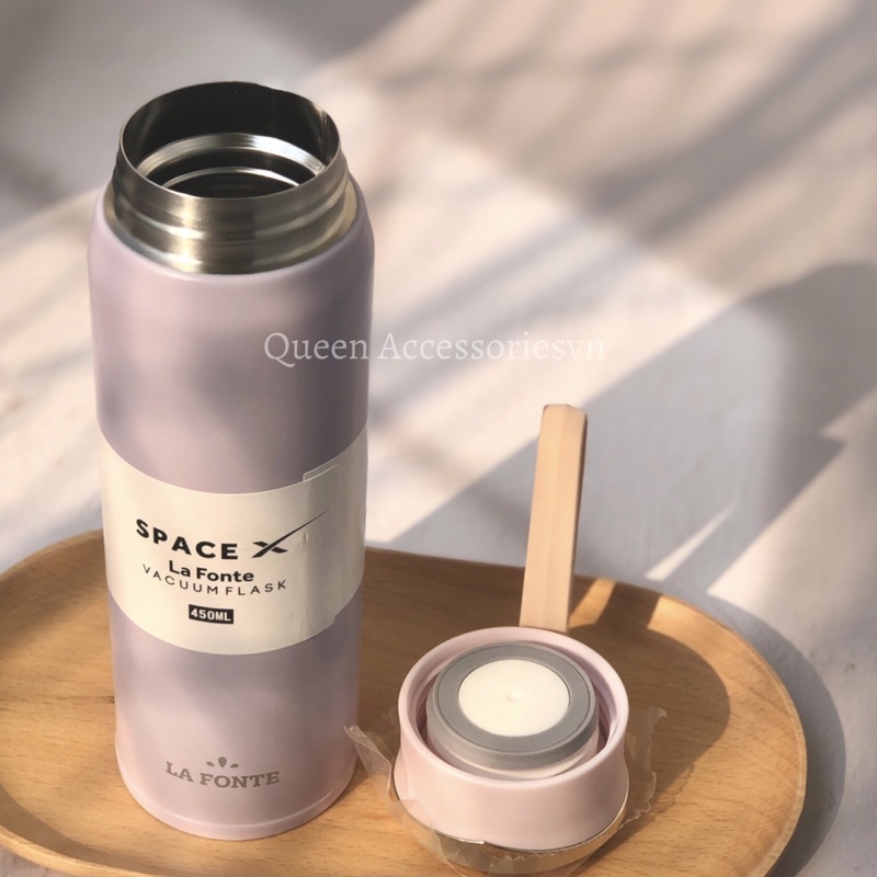 Bình giữ nhiệt pastel 450ml La Fonte nhập khẩu, túi đựng bình, ống hút inox